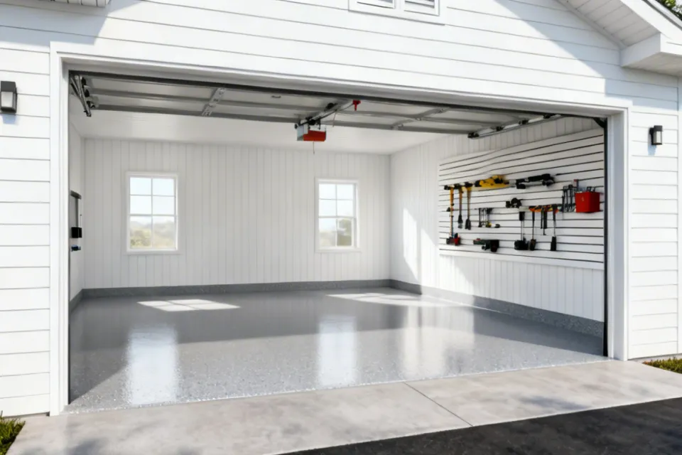 Trusscore panels installed in a modern garage